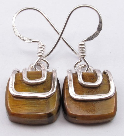 Cercei Argint 925 cu Ochi de Tigru, 2,8 cm lungime