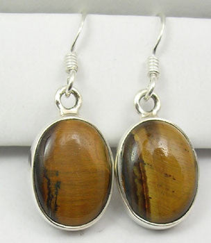 Cercei Argint 925 cu Ochi de Tigru, 3.1 cm lungime