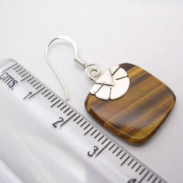 Cercei Argint 925 cu Ochi de Tigru, 3,4 cm lungime