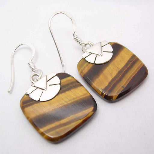 Cercei Argint 925 cu Ochi de Tigru, 3,4 cm lungime