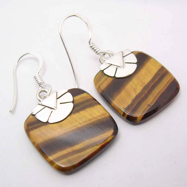 Cercei Argint 925 cu Ochi de Tigru, 3,4 cm lungime