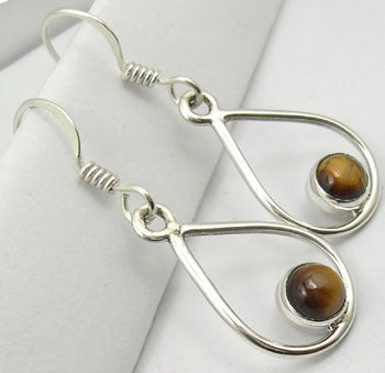 Cercei Argint 925 cu Ochi de Tigru, 3.5 cm lungime