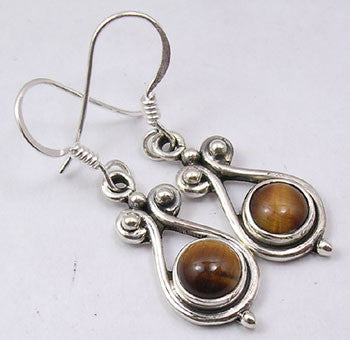 Cercei Argint 925 cu Ochi de Tigru, 3.5 cm lungime