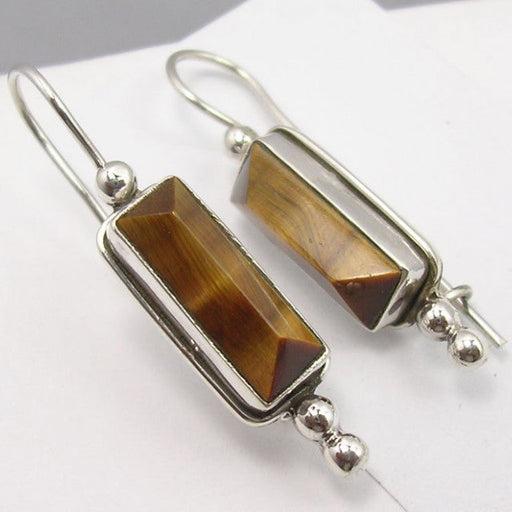 Cercei Argint 925 cu Ochi de Tigru, 3.9 cm lungime