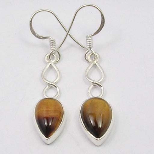 Cercei Argint 925 cu Ochi de Tigru, 4.1 cm lungime