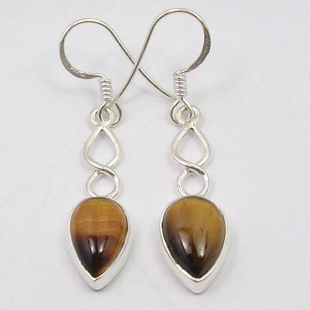 Cercei Argint 925 cu Ochi de Tigru, 4.1 cm lungime