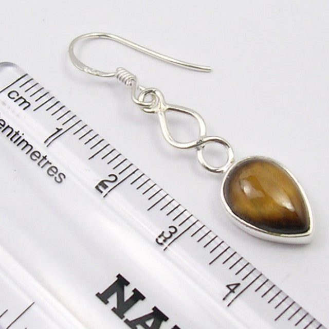 Cercei Argint 925 cu Ochi de Tigru, 4.1 cm lungime