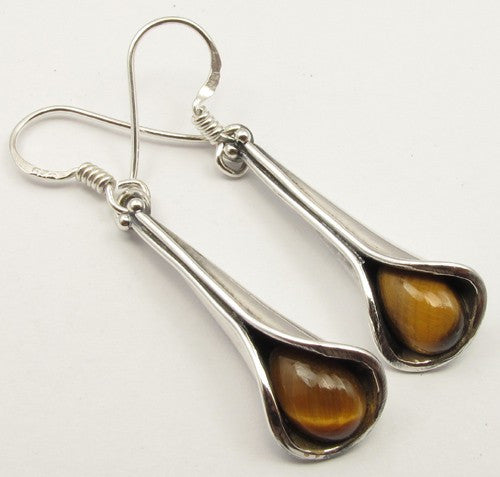 Cercei Argint 925 cu Ochi de Tigru, 4,2 cm lungime