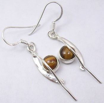 Cercei Argint 925 cu Ochi de Tigru, 4,5 cm lungime