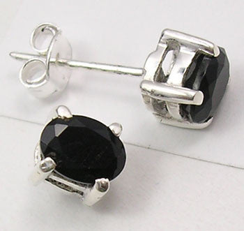 Cercei Argint 925 cu Onix Negru, 0.7 cm lungime