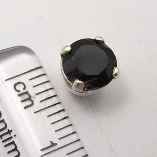 Cercei Argint 925 cu Onix Negru, 0.7 cm lungime