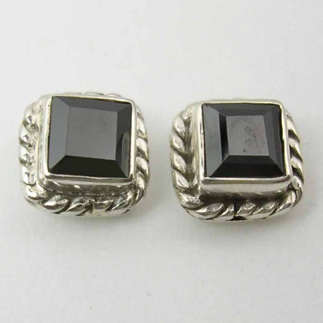 Cercei Argint 925 cu Onix Negru, 0.7 cm lungime