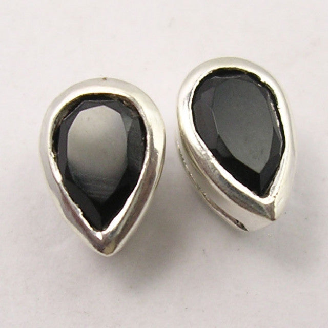 Cercei Argint 925 cu Onix Negru, 0.8 cm lungime