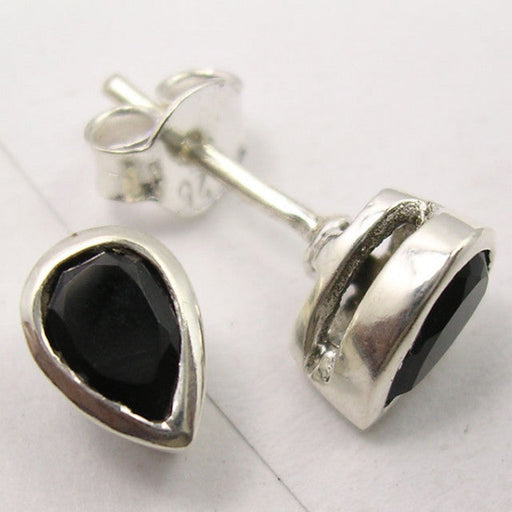 Cercei Argint 925 cu Onix Negru, 0.8 cm lungime