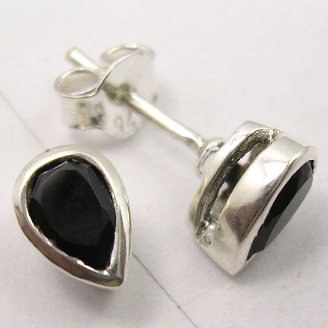 Cercei Argint 925 cu Onix Negru, 0.8 cm lungime