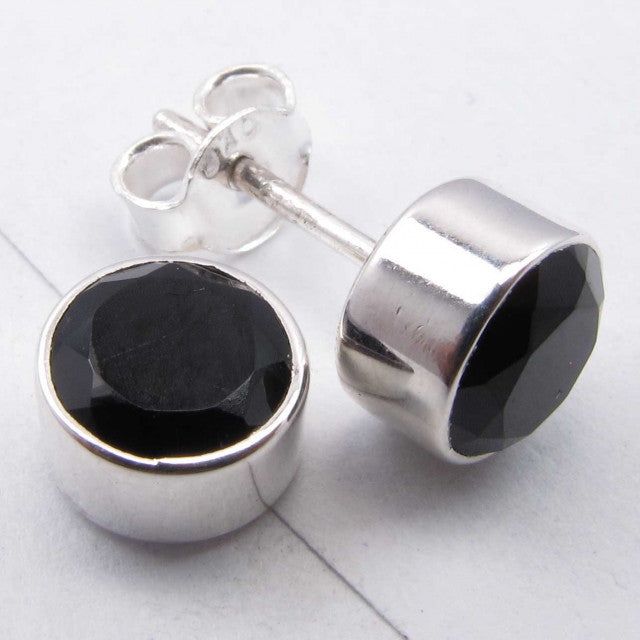 Cercei Argint 925 cu Onix Negru, 0.8 cm lungime