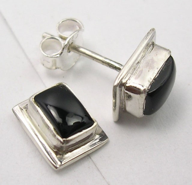 Cercei Argint 925 cu Onix Negru, 0,9 cm lungime