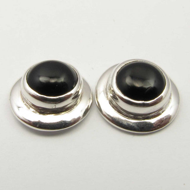 Cercei Argint 925 cu Onix Negru, 0.9 cm lungime