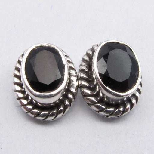 Cercei Argint 925 cu Onix Negru, 0.9 cm lungime