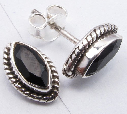 Cercei Argint 925 cu Onix Negru, 1,1 cm lungime