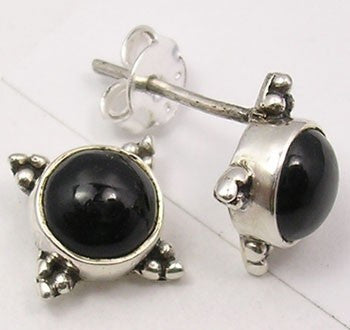 Cercei Argint 925 cu Onix Negru, 1,2 cm lungime