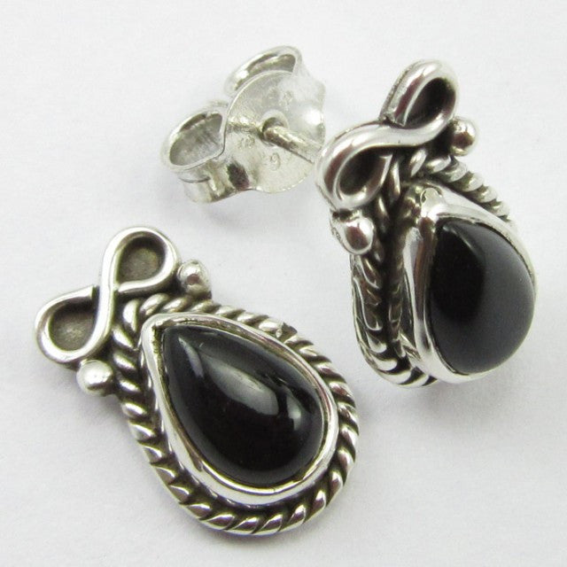 Cercei Argint 925 cu Onix Negru 1,4 cm lungime