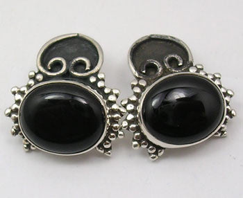 Cercei Argint 925 cu Onix Negru,1.8 cm lungime