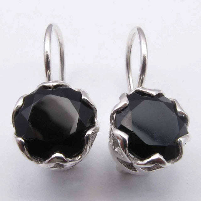 Cercei Argint 925 cu Onix Negru 1.9 cm lungime