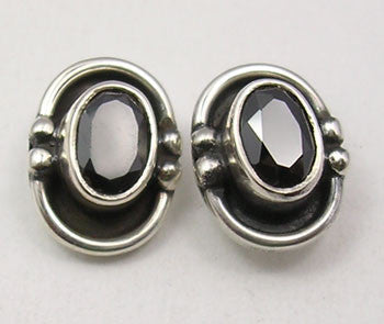 Cercei Argint 925 cu Onix Negru, 1 cm lungime