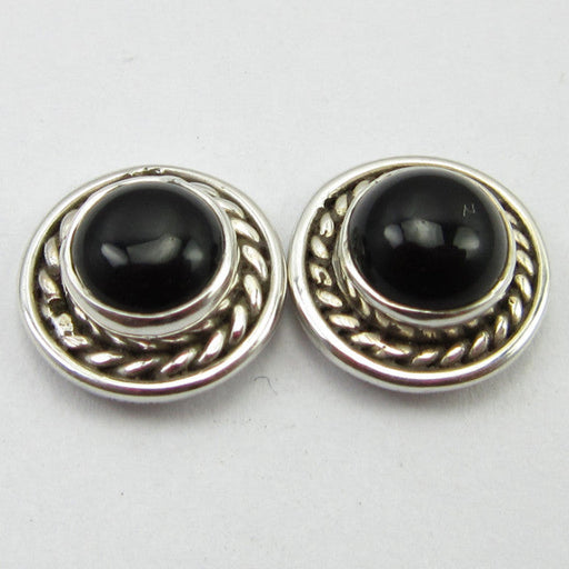 Cercei Argint 925 cu Onix Negru 1 cm lungime