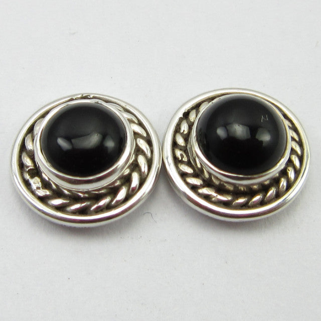 Cercei Argint 925 cu Onix Negru 1 cm lungime