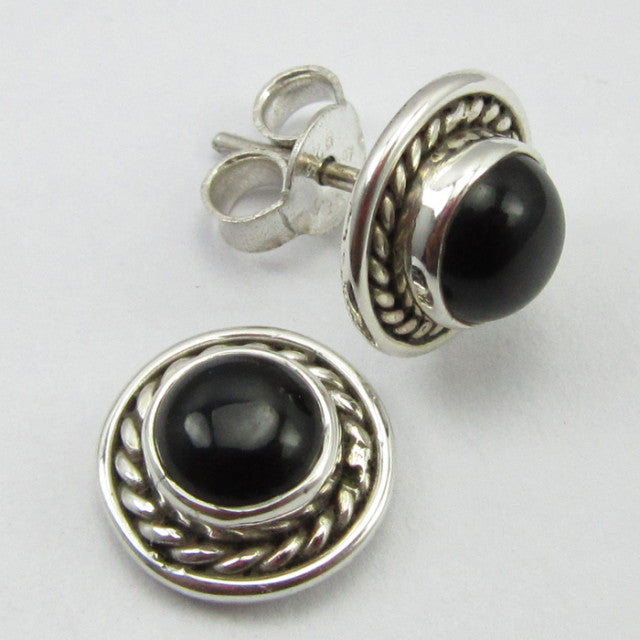 Cercei Argint 925 cu Onix Negru 1 cm lungime