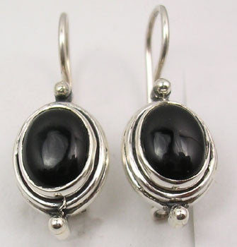 Cercei Argint 925 cu Onix Negru, 2.5 cm lungime