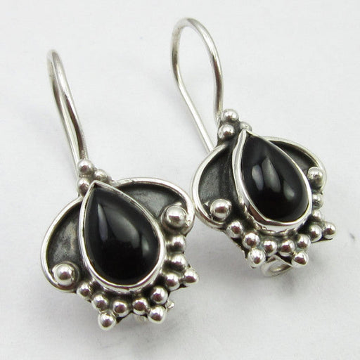 Cercei Argint 925 cu Onix Negru 2.5 cm lungime