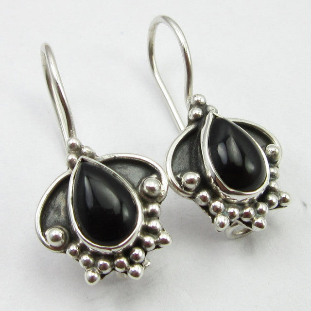 Cercei Argint 925 cu Onix Negru 2.5 cm lungime