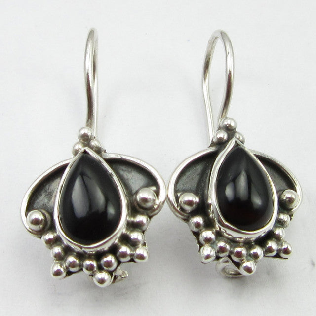 Cercei Argint 925 cu Onix Negru 2.5 cm lungime