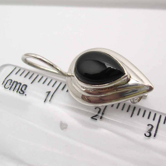 Cercei Argint 925 cu Onix Negru, 2.5 cm lungime