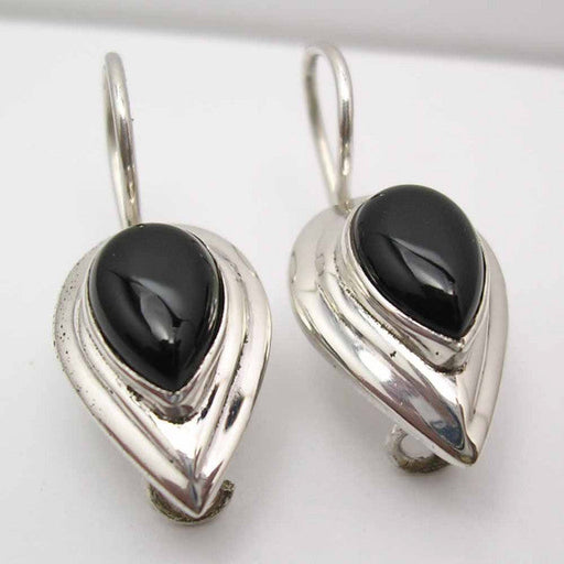 Cercei Argint 925 cu Onix Negru, 2.5 cm lungime