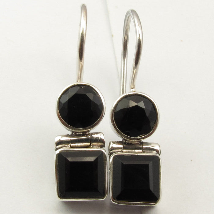 Cercei Argint 925 cu Onix Negru 2,5 cm lungime