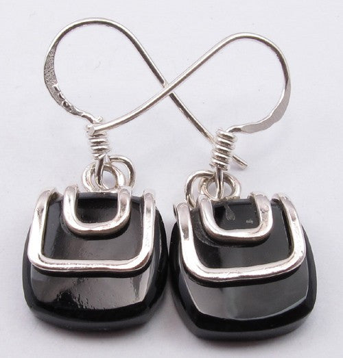 Cercei Argint 925 cu Onix Negru, 2.8 cm lungime