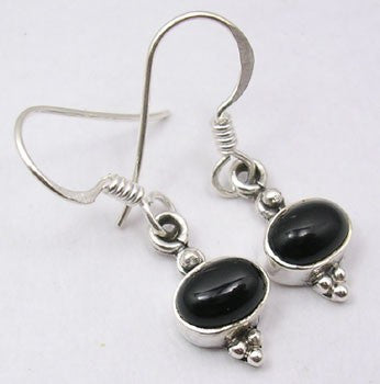 Cercei Argint 925 cu Onix Negru, 2.9 cm lungime