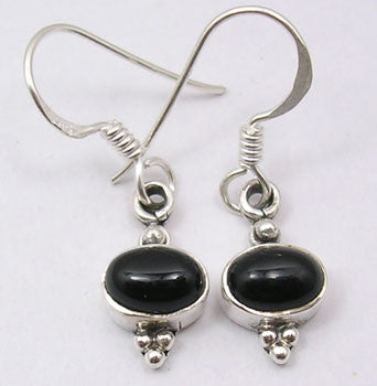 Cercei Argint 925 cu Onix Negru, 2.9 cm lungime