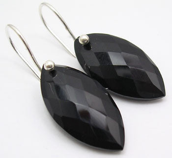 Cercei Argint 925 cu Onix Negru, 3.2 cm lungime