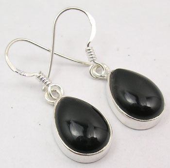Cercei Argint 925 cu Onix negru, 3.3 cm lungime