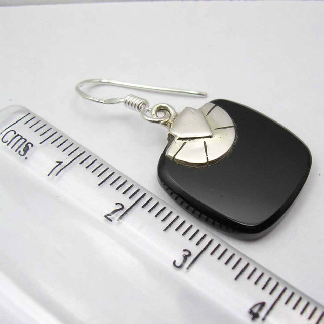 Cercei Argint 925 cu Onix Negru, 3,4 cm lungime