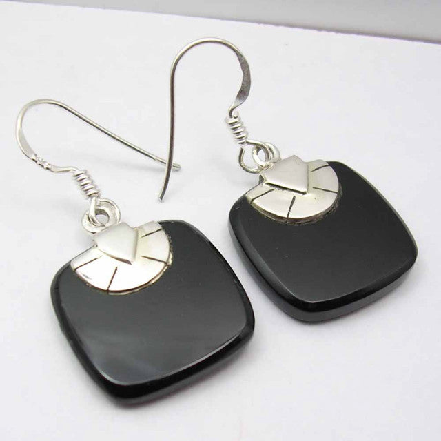 Cercei Argint 925 cu Onix Negru, 3,4 cm lungime