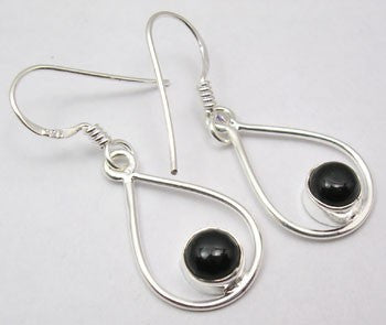 Cercei Argint 925 cu Onix Negru, 3.5 cm lungime