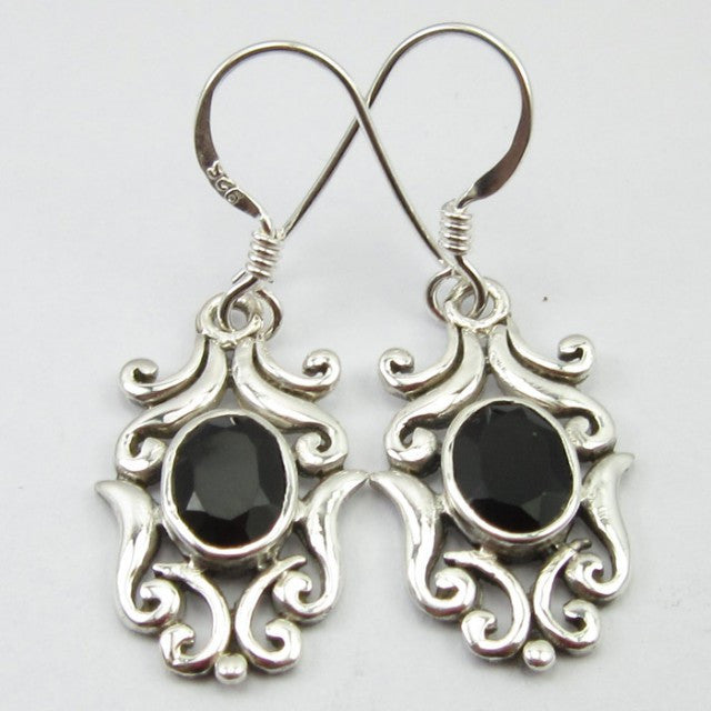 Cercei Argint 925 cu Onix Negru 3,5 cm lungime