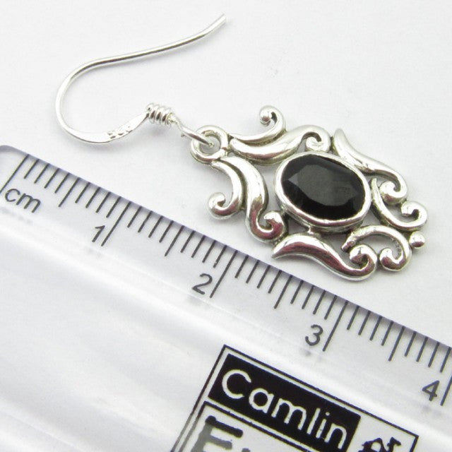 Cercei Argint 925 cu Onix Negru 3,5 cm lungime