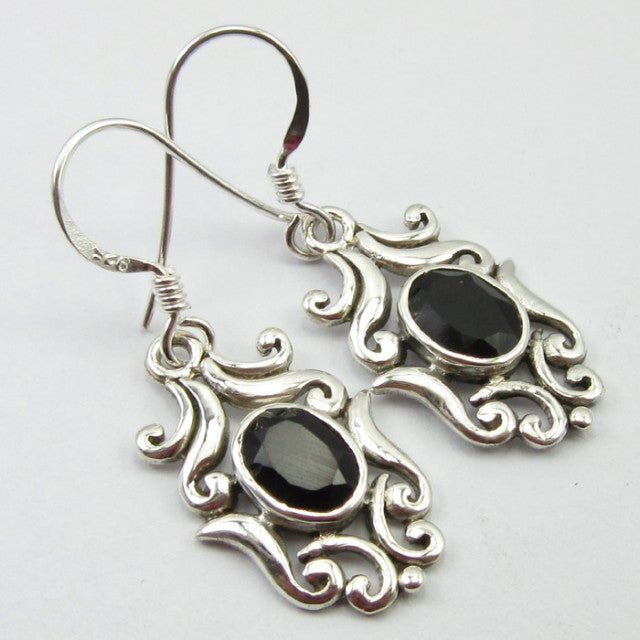 Cercei Argint 925 cu Onix Negru 3,5 cm lungime